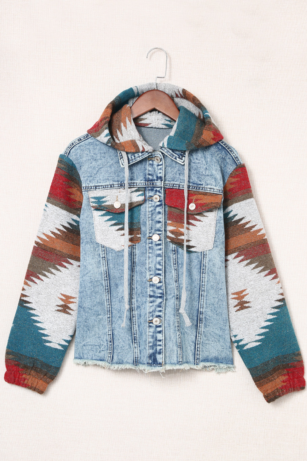 Emily Print Frayed Hem Jacket