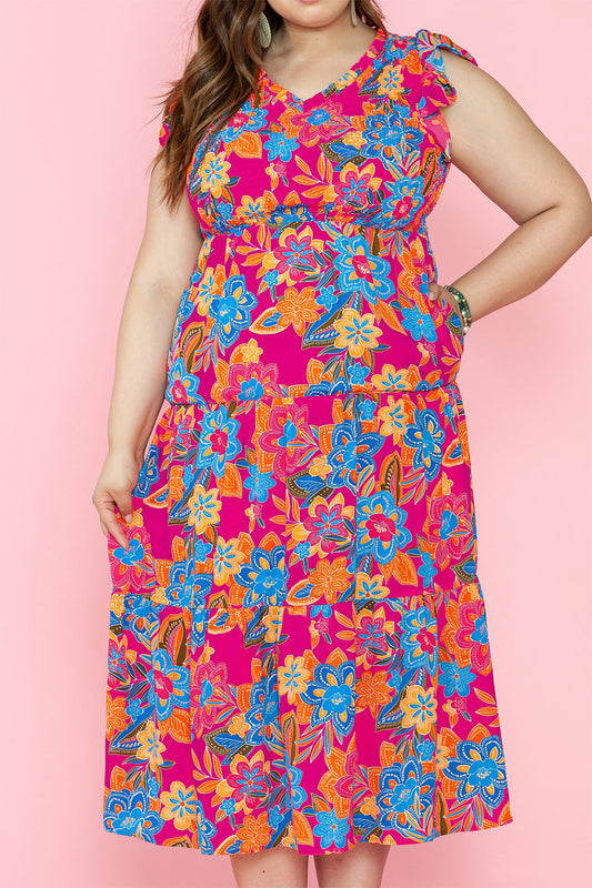 Jessie Ruffled Sleeveless Plus Size Long Dress