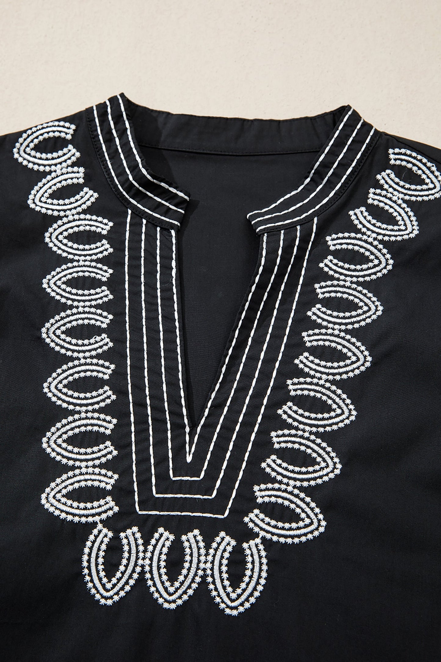 Raelynn Contrast Embroidered Detail Blouse