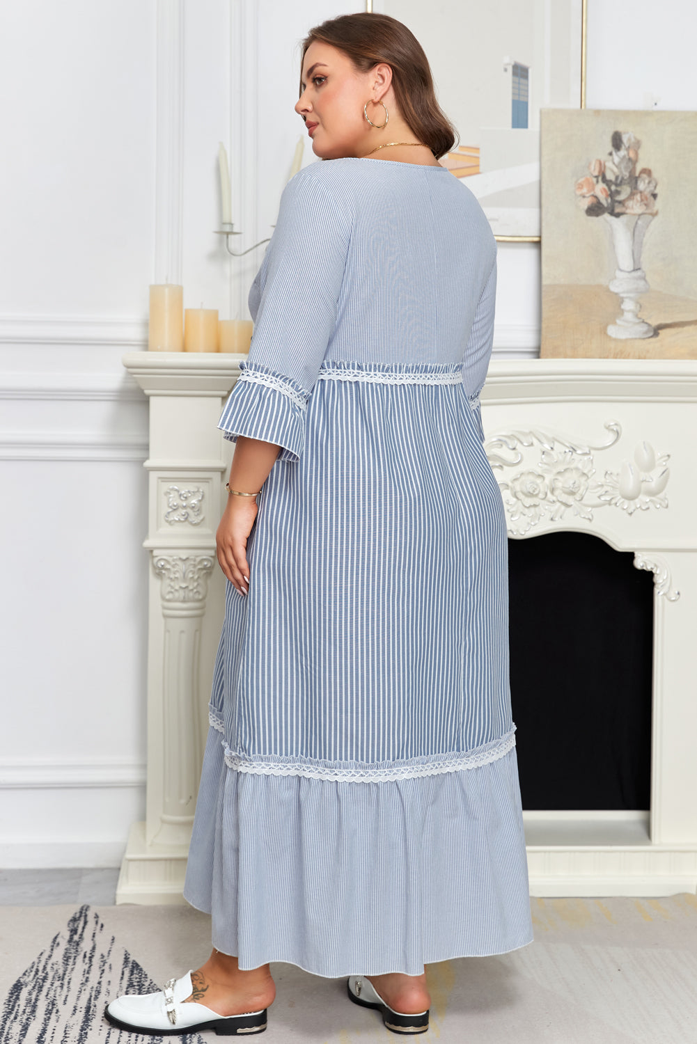 Amy Patchwork Shift Long PLUS Dress