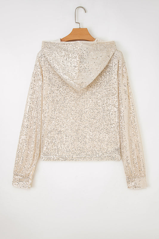 Stella Stream Sequin Hooded Long Sleeve Top