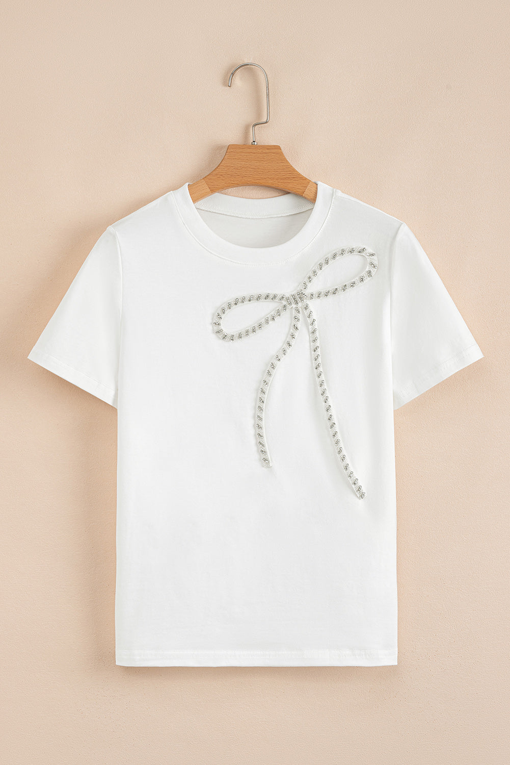 Nora Bow Embellished Round Neck Top