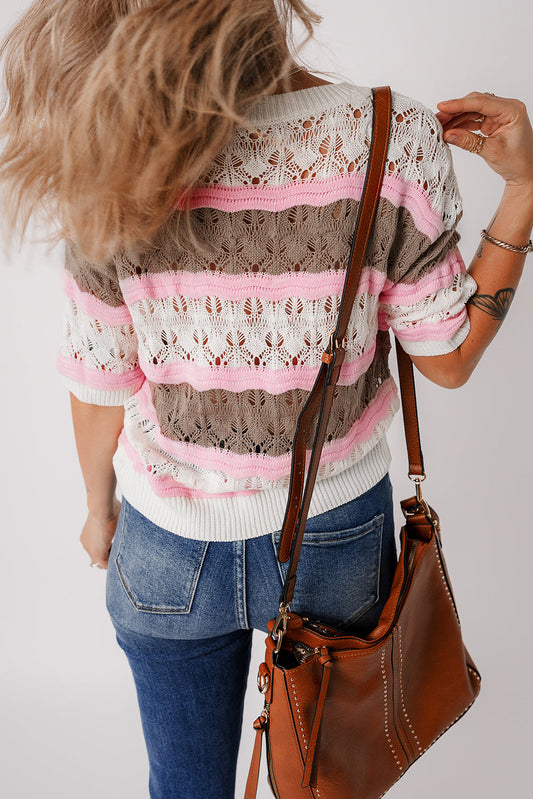 Leilani Crochet Half Sleeve Sweater